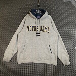 Vintage Champs Notre Dame Fighting Irish NCAA Hoodie Mens‎ Gray Pullover Sweater